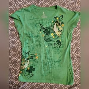 Green t-shirt with butterflies